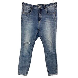 Anthropologie Pilcro Womens 31 Jeans Ultra High Rise Skinny Distressed Ripped